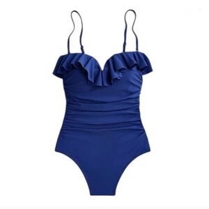 J. Crew Blue Ruffle One Piece Swimsuit